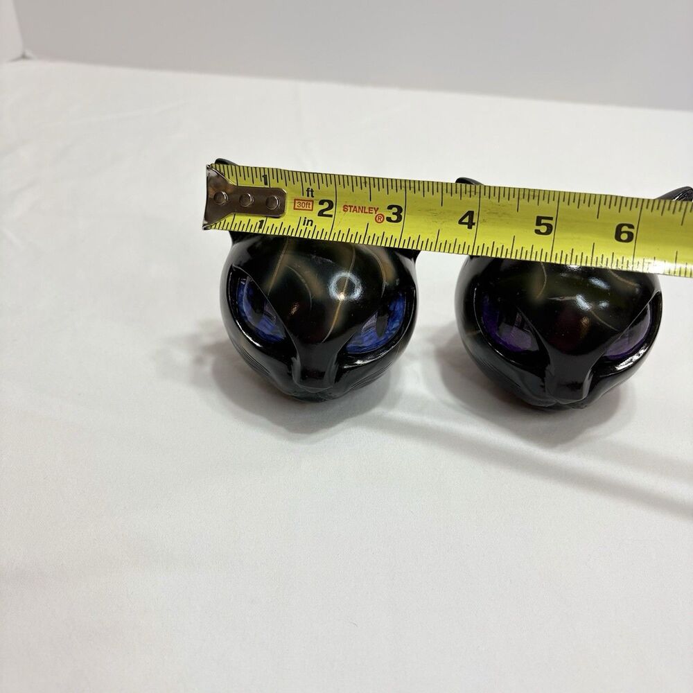 Black Cat Head Sculpture Lot Of 2 Wood/Plastic - Picture 7 of 7